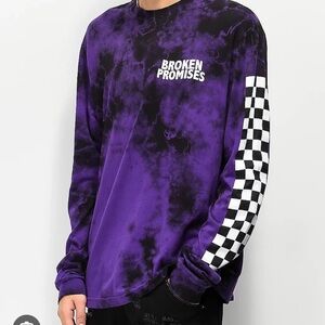 Broken Promises Purple Long Sleeve Tee X-Large purple and black